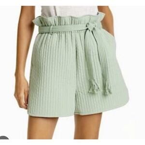 Samsoe Samsoe shorts light green Ember quilted paper bag